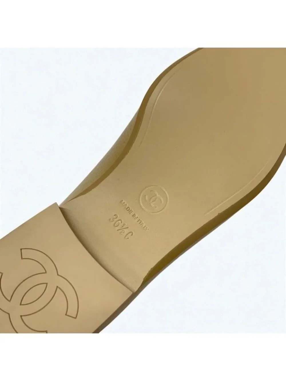 Chanel Loafer Leather Shoes Beige Coco Mark Pearl - Picture 8 of 10